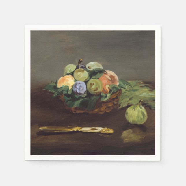 Serviette En Papier Edouard Manet - Panier de fruits (Devant)