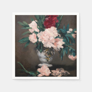Serviette En Papier Edouard Manet - Vase de pivoines sur petit piédest