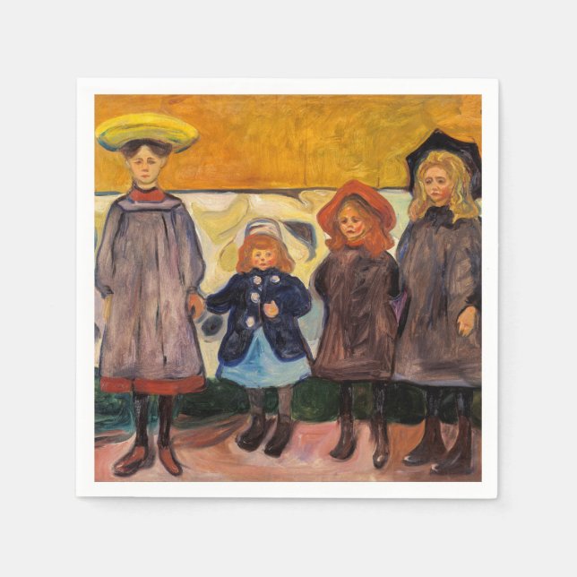 Serviette En Papier Edvard Munch - Quatre filles à Asgardstrand (Devant)