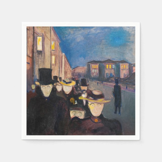 Serviette En Papier Edvard Munch - Soirée sur Karl Johan Street (Devant)