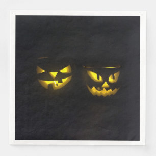 Serviette En Papier Eerie jaune brillant Halloween visage citrouille