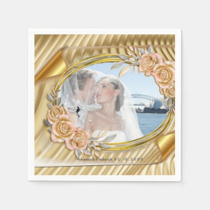 Serviette En Papier Effet d'étirement or et Rose