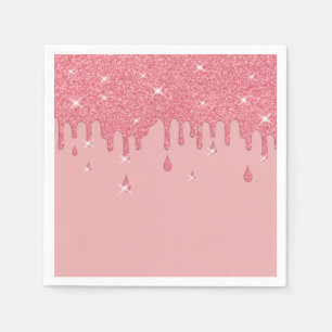 Serviette En Papier Effet Parties scintillant rose et étincelles