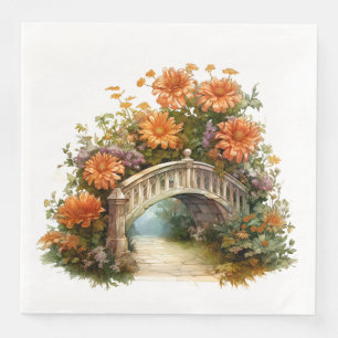 SERVIETTE EN PAPIER EFFONDRE LES FLEURS D'ASTER ORANGE EN SCÈNES