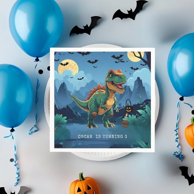 Serviette En Papier Éffrayant Dinosaure Halloween Anniversaire Personn (Créateur téléchargé)