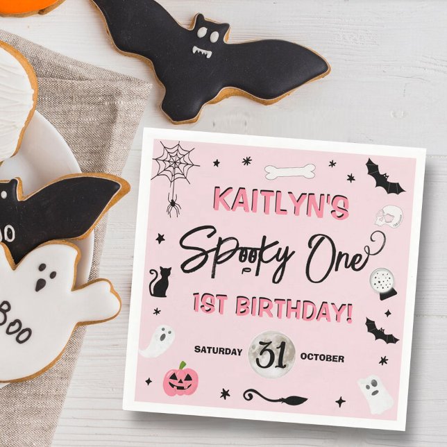 Serviette En Papier ÉFFRAYANT ! Filles Halloween 1er fête d'anniversai (Créateur téléchargé)