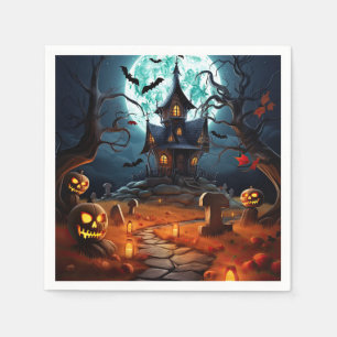 Serviette En Papier Éffrayant Halloween Skeleton Skull Haunted House