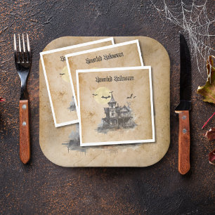Serviette En Papier Éffrayant Haunted Castle Halloween Party