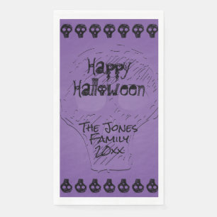 Serviette En Papier Éffrayant Joyeux Halloween Letters   Violet/Noir