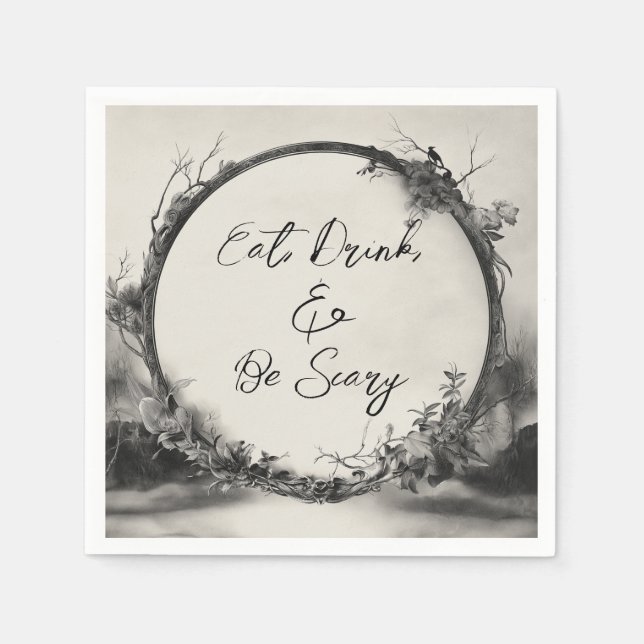 Serviette En Papier Éffrayant Manger Boire Soyez Effrayant Halloween (Devant)