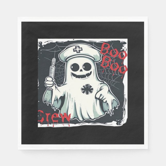Serviette En Papier Éffrayant Nurse Ghost Haunted Hospital Crew Ghomaj (Devant)