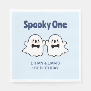 Serviette En Papier Éffrayant One Cute Twin Boys Halloween 1er Anniver