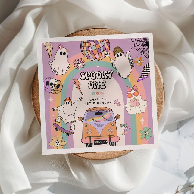 Serviette En Papier Éffrayant One Retro Amusement 1ère fête d'annivers (Créateur téléchargé)
