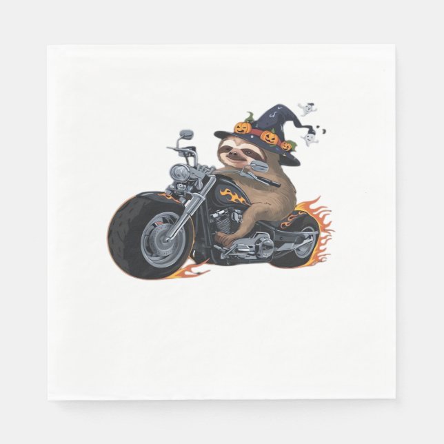Serviette En Papier Éffrayant Sloth Motorcycle Ride Halloween Biker Fu (Devant)