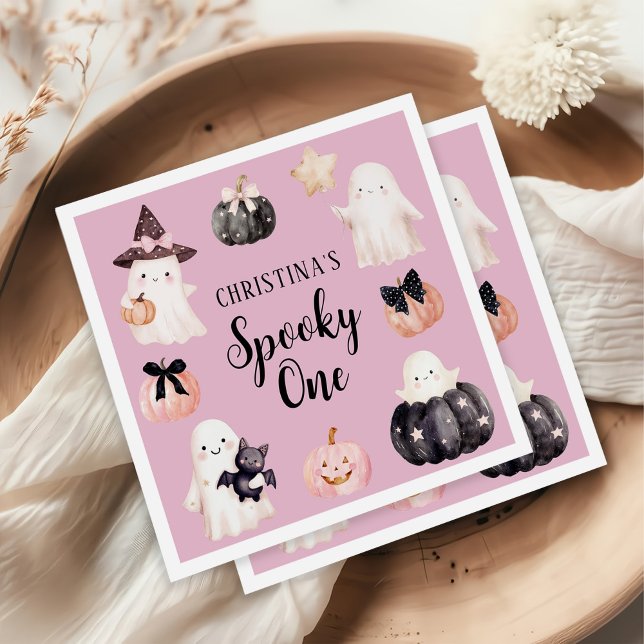 Serviette En Papier Éffrayant Une Halloween Fille 1er anniversaire (Créateur téléchargé)