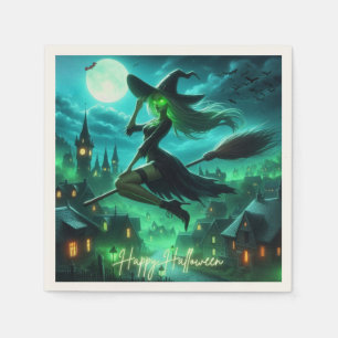 Serviette En Papier Éffrayante verdure Halloween sorcière