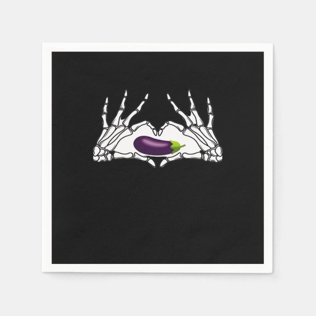 Serviette En Papier Eggplant Classic - Squelette Mains Coeur (Devant)