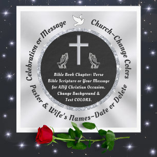 Serviette En Papier Eglise noire et argent ou serviettes chrétiennes