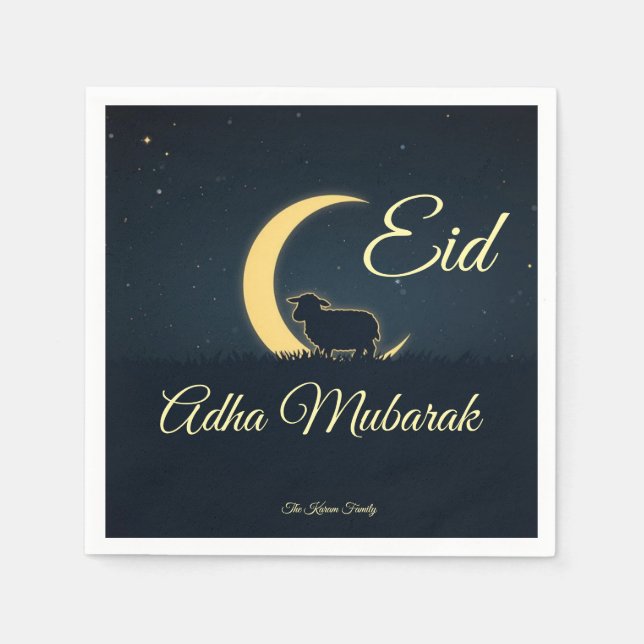 Serviette En Papier Eid  Al Adha Dark Blue Sheep  Dinner  (Devant)