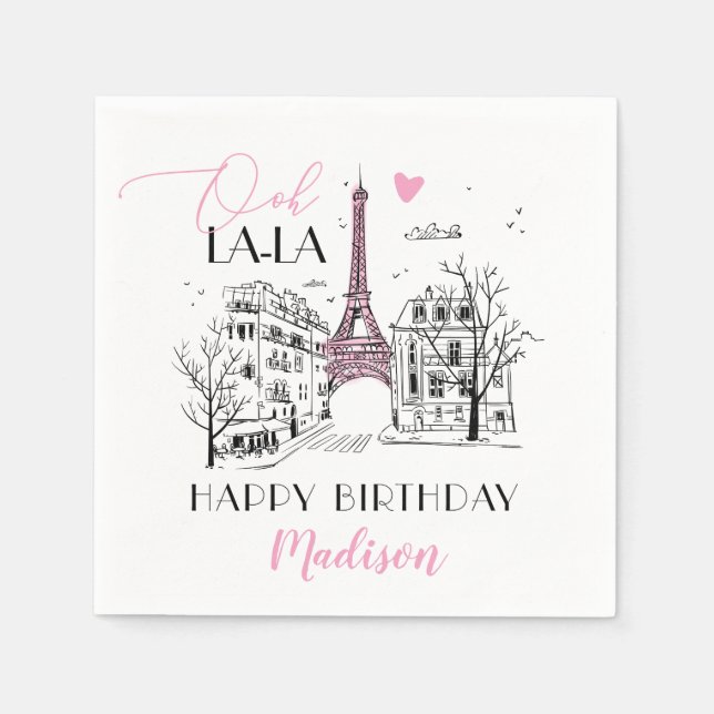 Serviette En Papier Eifel Tower Paris Joyeux anniversaire à Paris (Devant)