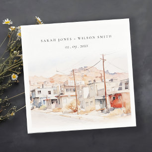 Serviette En Papier El Paso Texas City Scape Watercolor Mariage