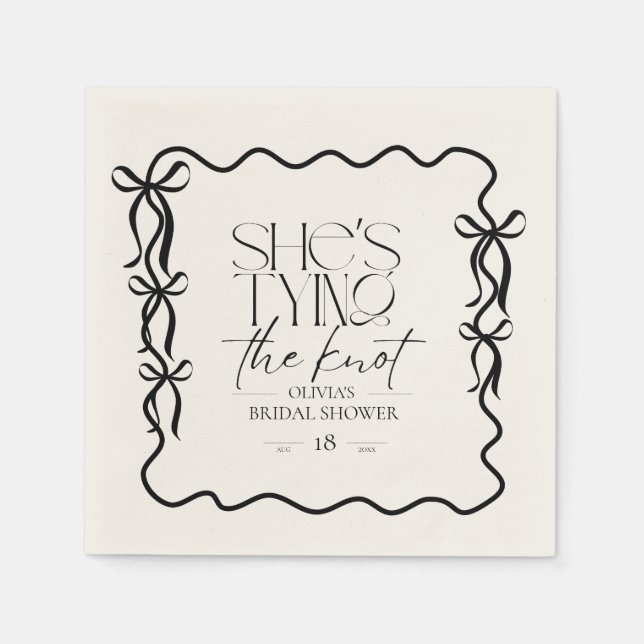Serviette En Papier Elegance Black Bow Bridal Shower (Devant)
