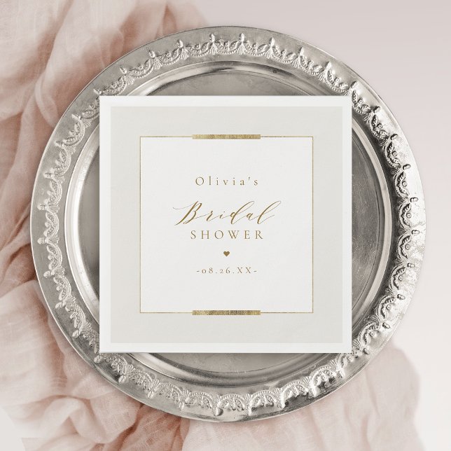 Serviette En Papier Élégance encadrée simple moderne Shower de mariage (Framed Elegance Simple Modern Classy Bridal Shower Napkins)