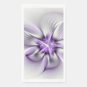 Serviette En Papier Élégance florale Art fractal violet abstrait moder