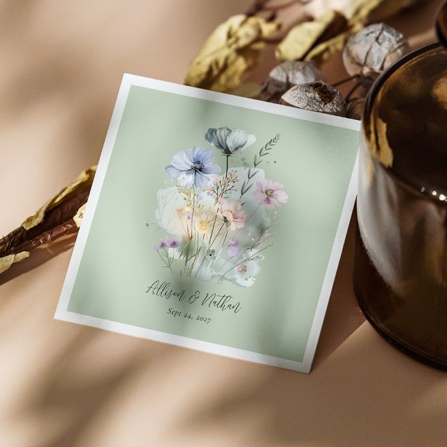 Serviette En Papier Élégance inspirée de la nature ! Mariage de lumièr (Personalized Nature-Inspired Elegance! Light Sage Wedding Napkins)