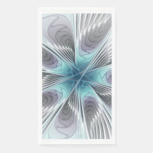 Serviette En Papier Elégance Moderne Bleu Gris Blanc Fractage Art Flow