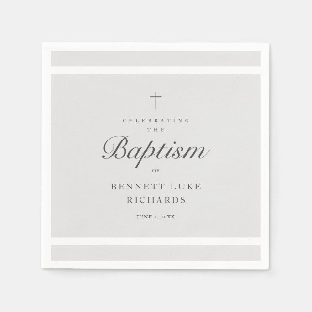 Serviette En Papier Elégance moderne garçons ou filles Baptême (Devant)