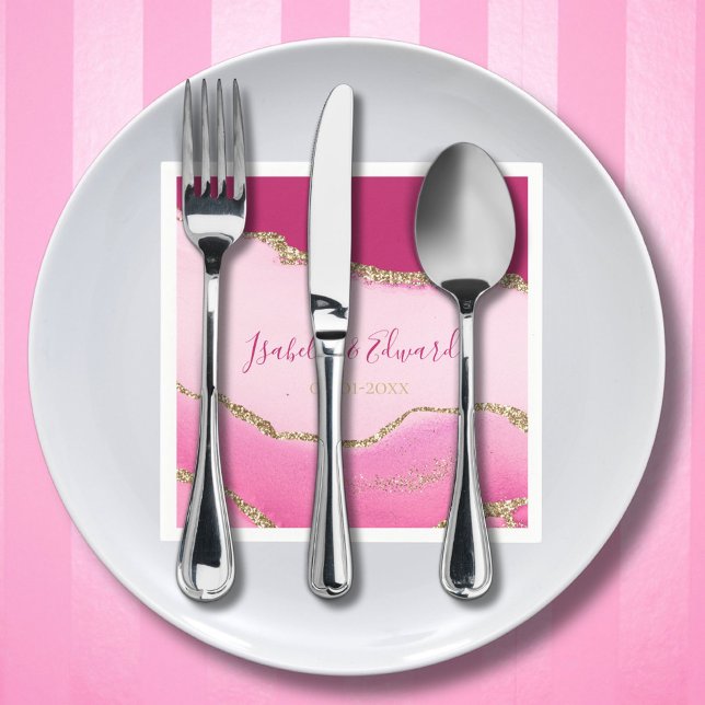 Serviette En Papier Élégance moderne Mariage d'âge rose et or (Créateur téléchargé)