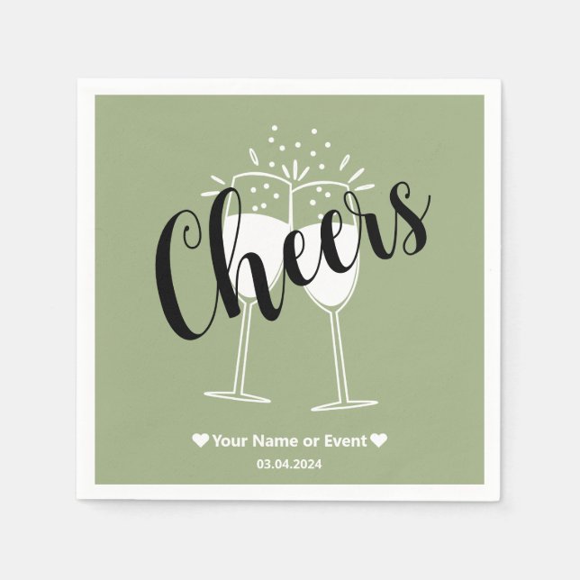 Serviette En Papier Élégance Muée - Paisible Sage Cheers Napkins (Devant)