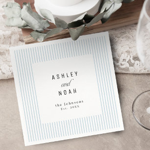Serviette En Papier Élégance rayée de bleu poussiéreux Mariage classe