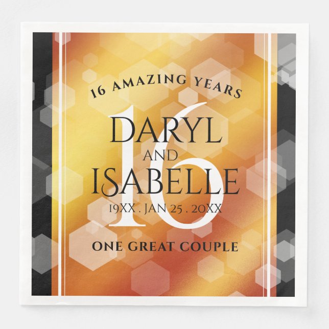 Serviette En Papier Élégant 16ème anniversaire de Mariage de Topaz d'o (Devant)