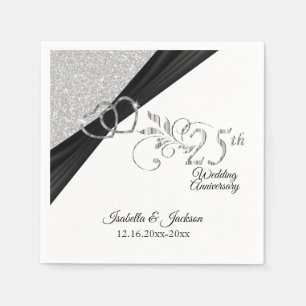 Serviette En Papier Élégant 25e anniversaire de Mariage de Parties sci