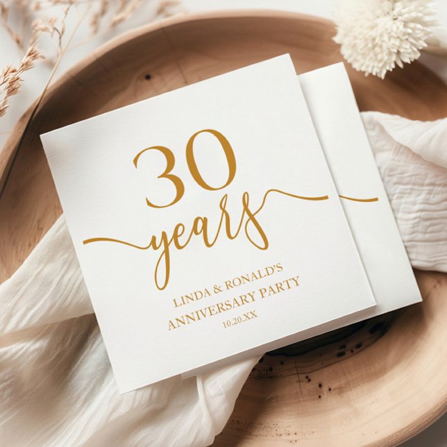 Serviette En Papier Elégant 30e anniversaire de Mariage Champagne (Créateur téléchargé)