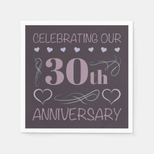 Serviette En Papier Elégant 30ème anniversaire de Mariage violet