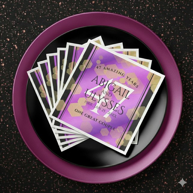 Serviette En Papier Elegant 47th Amethyst Wedding Anniversary (Elegant 47th Amethyst Wedding Anniversary Napkins Cover Photo)