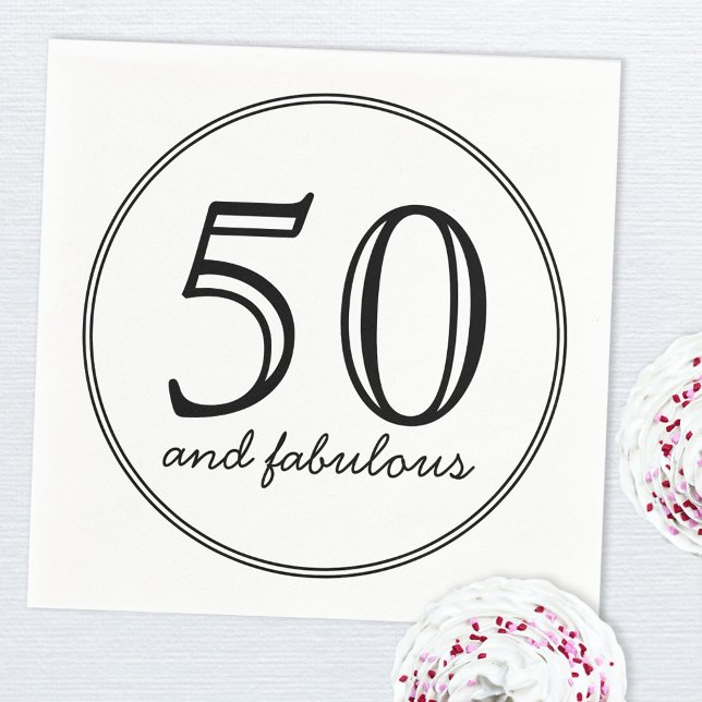 Serviette En Papier Elégant 50 et fabuleuse typographie fête d'anniver (Fifty and Fabulous minimalist paper napkin)