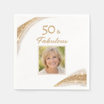 Elegant 50 & Fabulous Gold Photo Birthday Party