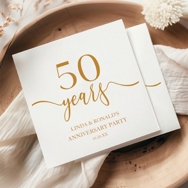 Serviette En Papier Élégant 50e anniversaire de Mariage Champagne (Créateur téléchargé)