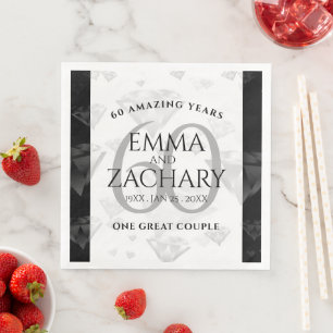 Serviette En Papier Élégant 60e anniversaire de Mariage de diamant