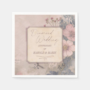 Serviette En Papier Élégant 60e Mariage Diamond