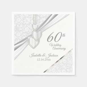 Serviette En Papier Elégant 60ème / 75ème anniversaire Mariage Design