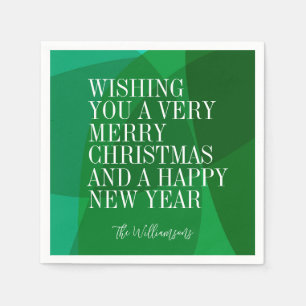 Serviette En Papier Élégant Abstrait Green Festive Noël personnalisé