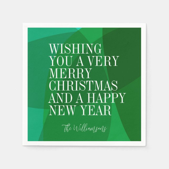 Serviette En Papier Élégant Abstrait Green Festive Noël personnalisé (Devant)