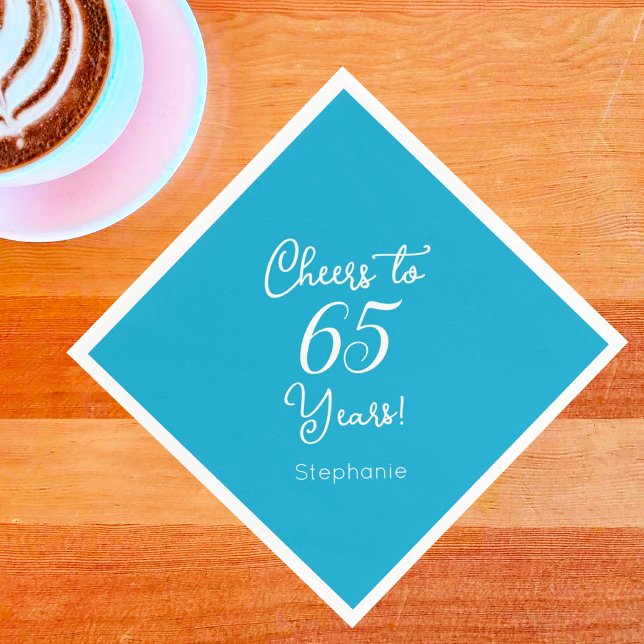 Serviette En Papier Elégant Aqua Blue encourage à 65 ans 65e anniversa (Créateur téléchargé)
