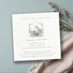 Serviette En Papier Elégant Aqua Blue floral Teapot Fun Faits Mariage