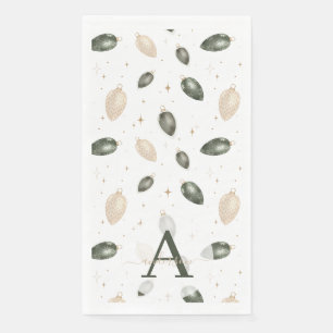 Serviette En Papier Élégant Aquarelle Baubles Monogramme Noël